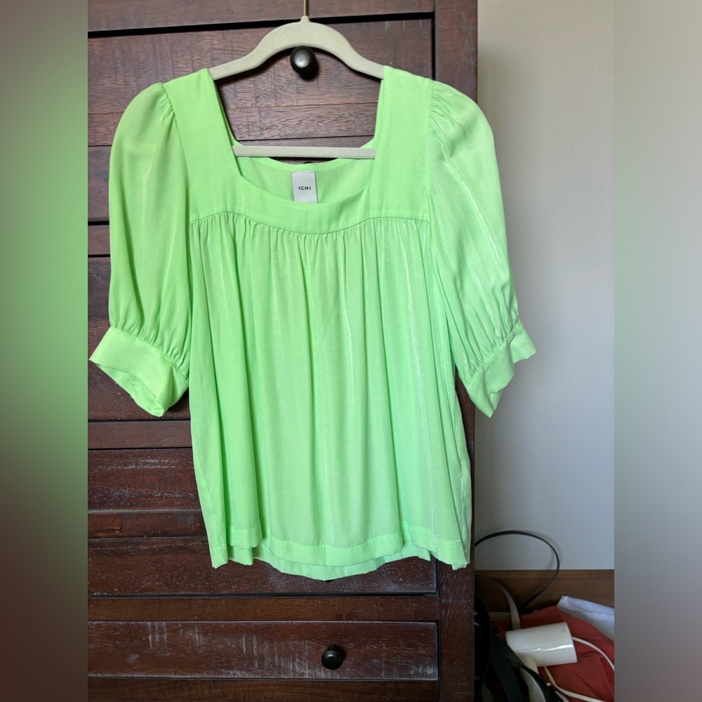 Ichi Lime Green Flowy Top - Never Worn - Size S